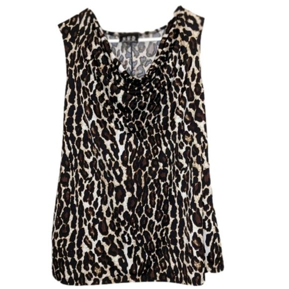 Cheetah Print Blouse Tank Top Cowl Neck size Large - Picture 1 of 6
